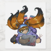 Étiquette Pour Bouteilles De Vin Kitsune (Étiquettes simples)