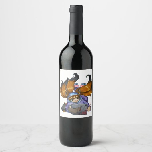 Étiquette Pour Bouteilles De Vin Kitsune (Devant)