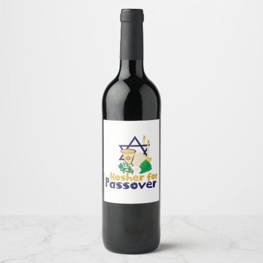 Étiquette Pour Bouteilles De Vin Kosher 4 Pâque (Devant)
