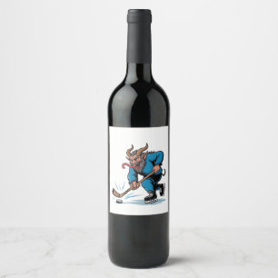 Étiquette Pour Bouteilles De Vin Krampus effrayant jouant au hockey sur glace de No