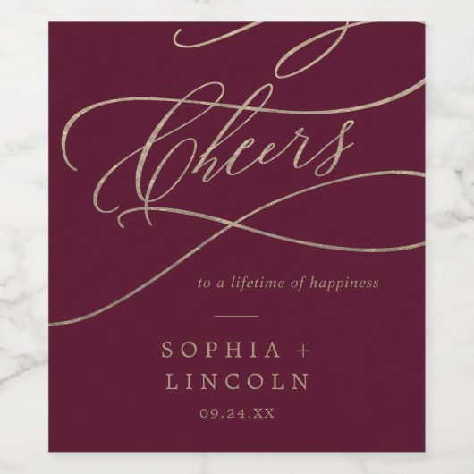 Étiquette Pour Bouteilles De Vin La calligraphie romantique de Bourgogne encourage (Étiquettes simples)