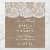 Étiquette Pour Bouteilles De Vin La collection de Mariages Burlap & Lace (Étiquettes simples)