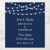 Étiquette Pour Bouteilles De Vin La Collection Mariage Bleu Marine Lights (Étiquettes simples)