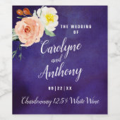 Étiquette Pour Bouteilles De Vin La Collection Mariage Romance In Bloom (Étiquettes simples)