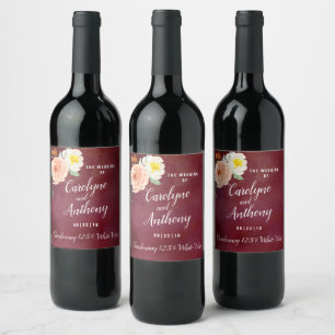 Étiquette Pour Bouteilles De Vin La Collection Mariage Romance In Bloom