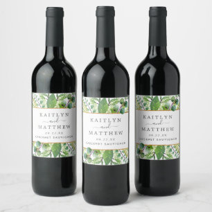 Étiquette Pour Bouteilles De Vin La Collection Mariage Verdure & Or
