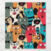 Étiquette Pour Bouteilles De Vin La Crowd of cats (Étiquettes simples)
