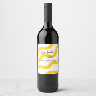 Étiquette Pour Bouteilles De Vin La Dolce Vita jaune mariage couple Nom date glit