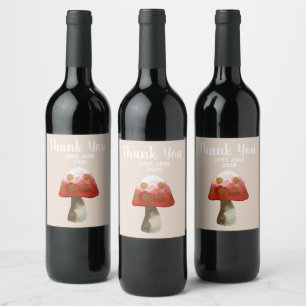 Étiquette Pour Bouteilles De Vin La magie du Toadstool aux champignons rouges
