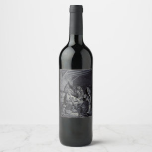 Étiquette Pour Bouteilles De Vin La Nativité par Gustave Doré Encre victorienne de 