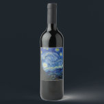 Étiquette Pour Bouteilles De Vin La nuit étoilée, 1889 par Vincent van Gogh<br><div class="desc">La nuit étoilée,  1889 par Vincent van Gogh. Il représente la vue depuis la fenêtre est de sa chambre d'asile à Saint-Rémy-de-Provence,  juste avant le lever du soleil,  avec l'ajout d'un village imaginaire.</div>