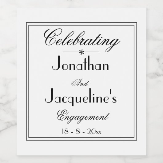 Étiquette Pour Bouteilles De Vin La partie de l'engagement des mariages privilégie (Étiquettes simples)