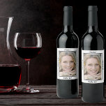 Étiquette Pour Bouteilles De Vin La photo de 40e anniversaire applaudit à 40<br><div class="desc">Un cadre et un modèle blanc et noir pour Votre photo. Avec le texte : Bravo ! Bonjour à 40 et Bonjour à 40 ! Un étiquette pour une fête de 40e anniversaire pour lui et elle.</div>