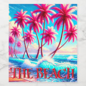 Étiquette Pour Bouteilles De Vin La plage (Étiquettes simples)