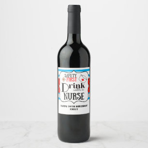 Étiquette Pour Bouteilles De Vin la sécurité boivent d'abord avec une bouteille