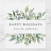 Étiquette Pour Bouteilles De Vin La verdure d'hiver Joyeuses vacances (Étiquettes simples)