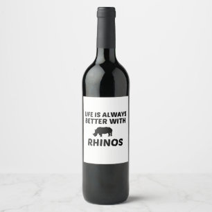 ÉTIQUETTE POUR BOUTEILLES DE VIN LA VIE RHINO EST MEILLEURE