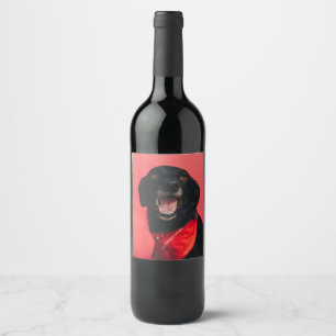 Étiquette Pour Bouteilles De Vin Laboratoire noir hilare sur le sourire rouge