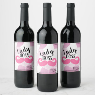 Étiquette Pour Bouteilles De Vin Lady Boss / Moustache rose