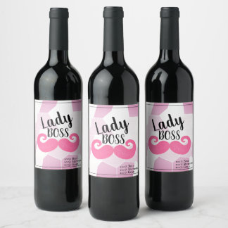 Étiquette Pour Bouteilles De Vin Lady Boss / Moustache rose