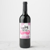 Étiquette Pour Bouteilles De Vin Lady Boss / Moustache rose (Devant)