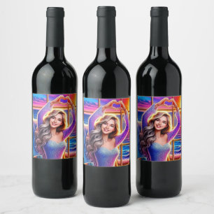 Étiquette Pour Bouteilles De Vin Lady et les mains du coeur