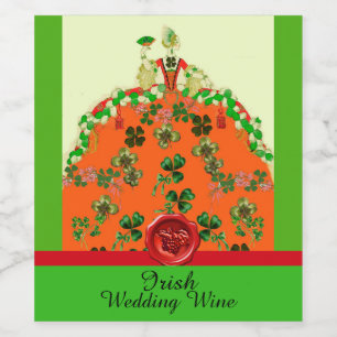 Étiquette Pour Bouteilles De Vin LADY ORANGE, Parti de mariage irlandais SHAMROCK
