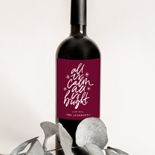Étiquette Pour Bouteilles De Vin Laissé À La Main Tout Est Calme Tout Est Puissant