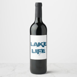 Étiquette Pour Bouteilles De Vin "Lake Life" en bleu déprimé