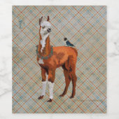 ÉTIQUETTE POUR BOUTEILLES DE VIN LAMA & OISEAU PLAID (Étiquettes simples)