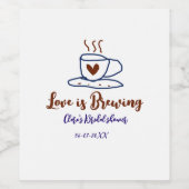 Étiquette Pour Bouteilles De Vin L'amour brun bleu brun douche nuptiale ajouter nom (Étiquettes simples)