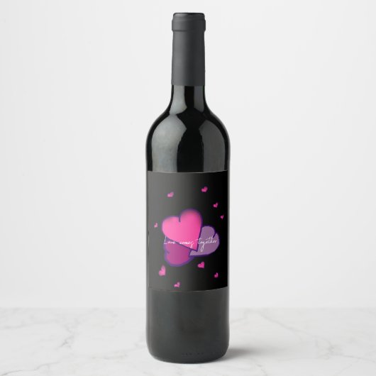 Étiquette Pour Bouteilles De Vin l'amour se rassemble (Devant)