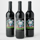 Étiquette Pour Bouteilles De Vin Lapin de Pâques Pixel Game Joyeux  (Bouteilles)
