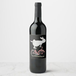 Étiquette Pour Bouteilles De Vin Lapin Mignonne Sur Vélo Vélo Vélo Vélo Vélo