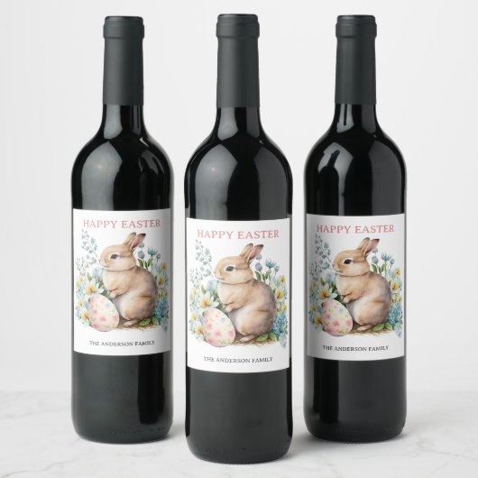 Étiquette Pour Bouteilles De Vin Lapin & Oeuf Floral (Bouteilles)