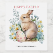 Étiquette Pour Bouteilles De Vin Lapin & Oeuf Floral (Étiquettes simples)