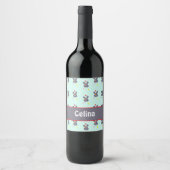 Étiquette Pour Bouteilles De Vin Lapins gris sur bleu (Devant)
