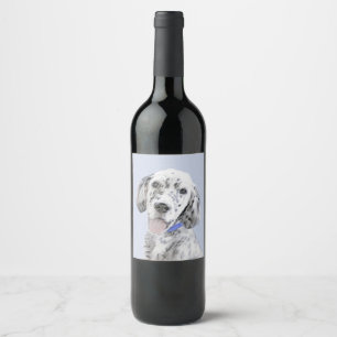 Étiquette Pour Bouteilles De Vin L'art du chien peintre Blue Belton