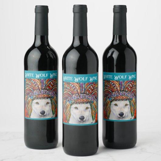 Étiquette Pour Bouteilles De Vin L'art du loup blanc (Bouteilles)