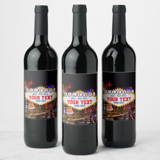 Étiquette Pour Bouteilles De Vin Las Vegas à l'Affiche de bienvenue de nuit Votre t