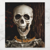 Étiquette Pour Bouteilles De Vin Laughing Skeleton Halloween Personnalisé (Étiquettes simples)