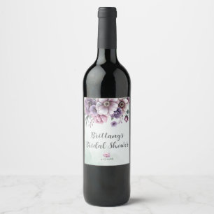 Étiquette Pour Bouteilles De Vin Lavande et Floral Vert pour la Mariée