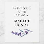 Étiquette Pour Bouteilles De Vin lavande florale Maid d'honneur Proposition (Étiquettes simples)