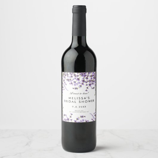 Étiquette Pour Bouteilles De Vin lavande florale verdure bouteille de douche nuptia (Devant)