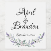 Étiquette Pour Bouteilles De Vin Lavande, roses blanches, Botanique Eucalyptus (Étiquettes simples)