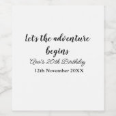 Étiquette Pour Bouteilles De Vin l'aventure commence 20e anniversaire ajouter nom d (Étiquettes simples)
