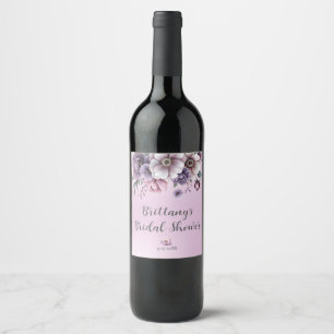 Étiquette Pour Bouteilles De Vin Laver à l'eau Lavande Fleur Florale pour la Mariée