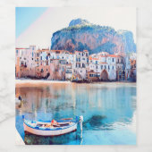 Étiquette Pour Bouteilles De Vin ldp CEFALÙ - Sicile - plage - panorama (Étiquettes simples)