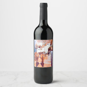 Étiquette Pour Bouteilles De Vin ldp SANTORINI - Sentier des ânes - Fira -