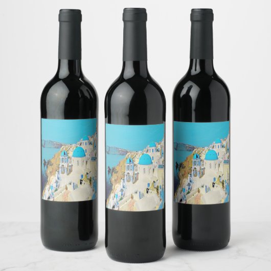 Étiquette Pour Bouteilles De Vin ldp SANTORINI - vue - (Bouteilles)